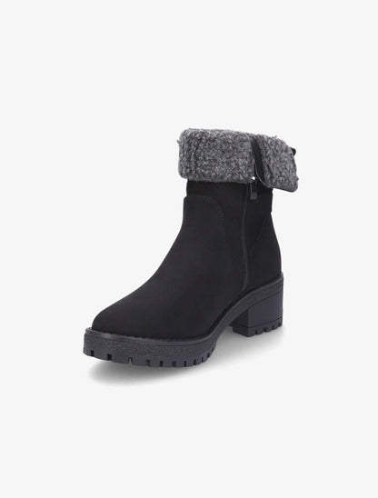 Bottines fourrées en suédine - Noir - 3