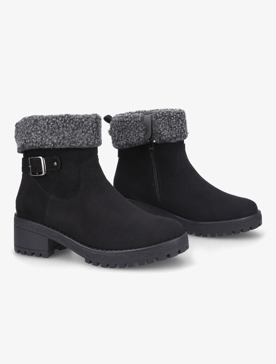 Bottines fourrées en suédine - Noir - 4
