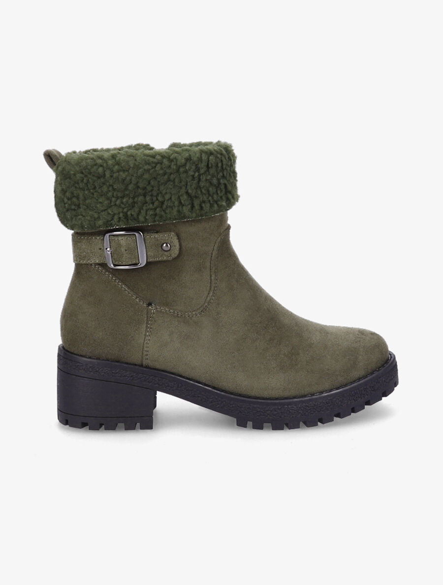 Bottines fourrées en suédine - Kaki - 7