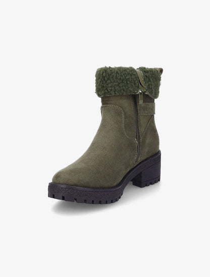 Bottines fourrées en suédine - Kaki - 3