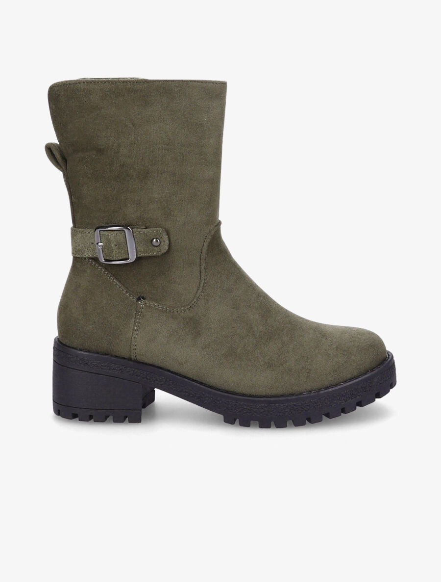 Bottines fourrées en suédine - Kaki - 5