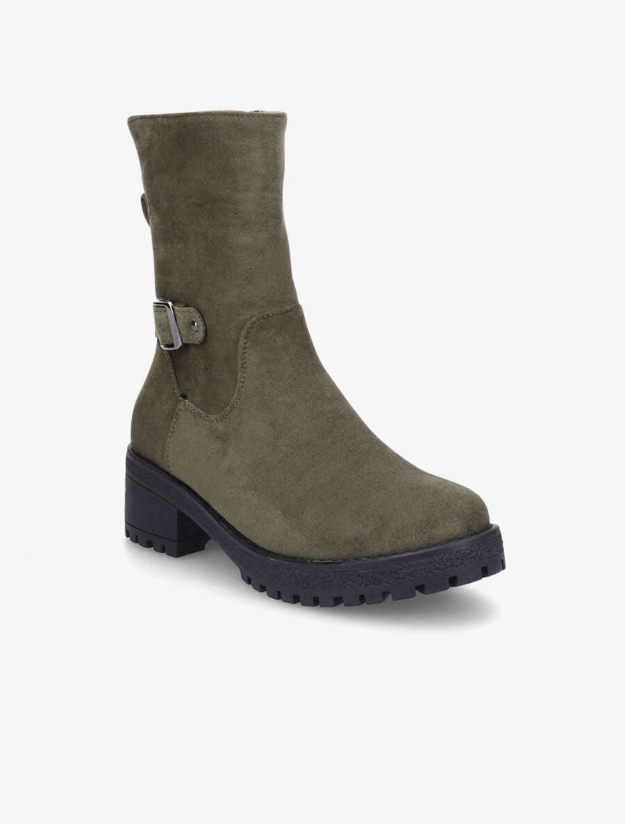 Bottines fourrées en suédine - Kaki - 6