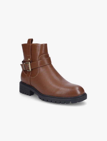 Bottines à boucle métallique - Marron - 2