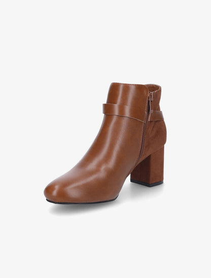 Bottines à talon bi-matière - Camel - 3