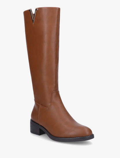 Bottes en simili à empiècement métallique - Camel - 2