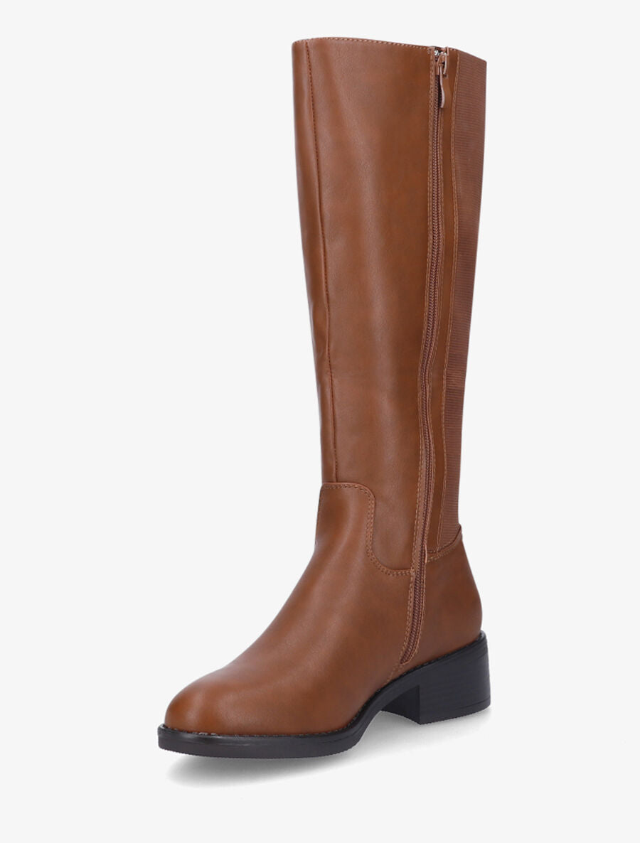 Bottes en simili à empiècement métallique - Camel - 3