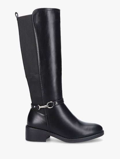 Bottes style cavalière en simili - Noir - 1