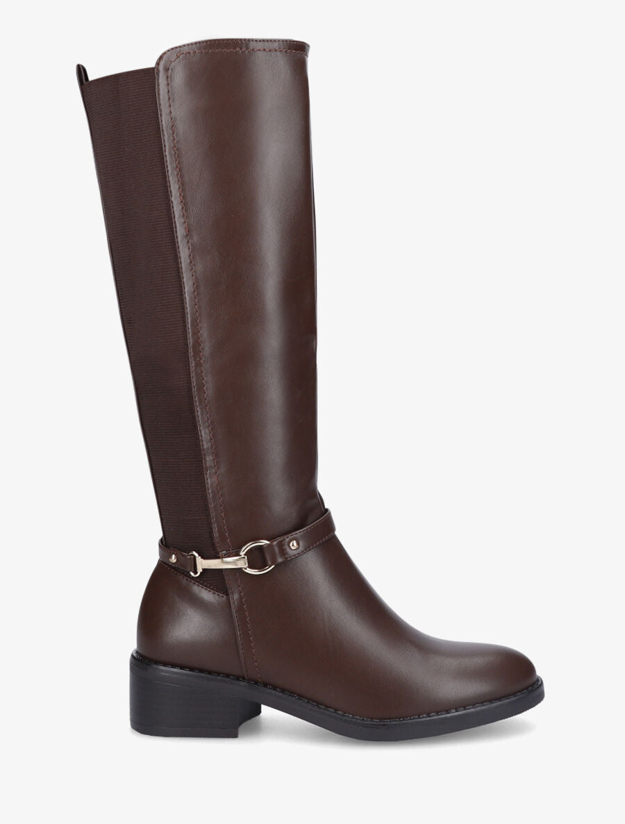 Bottes style cavalière en simili - Marron - 5