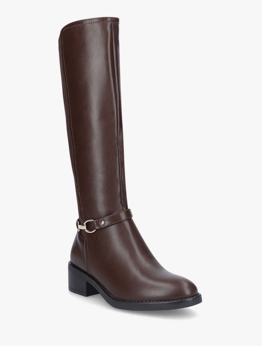 Bottes style cavalière en simili - Marron - 2