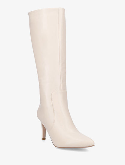 Bottes en simili à talon aiguille - Beige - 2