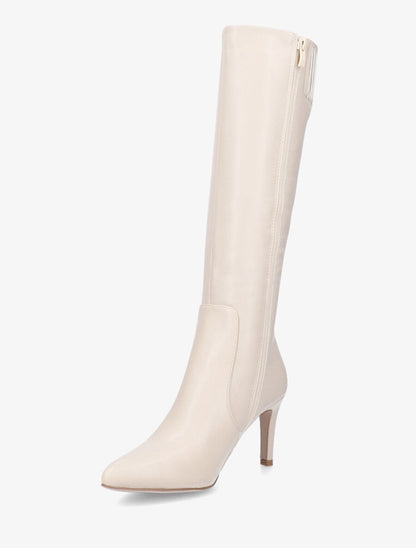 Bottes en simili à talon aiguille - Beige - 3