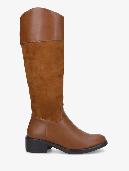 Bottes bimatière unies - Camel - 1