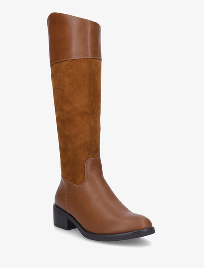 Bottes bimatière unies - Camel - 2