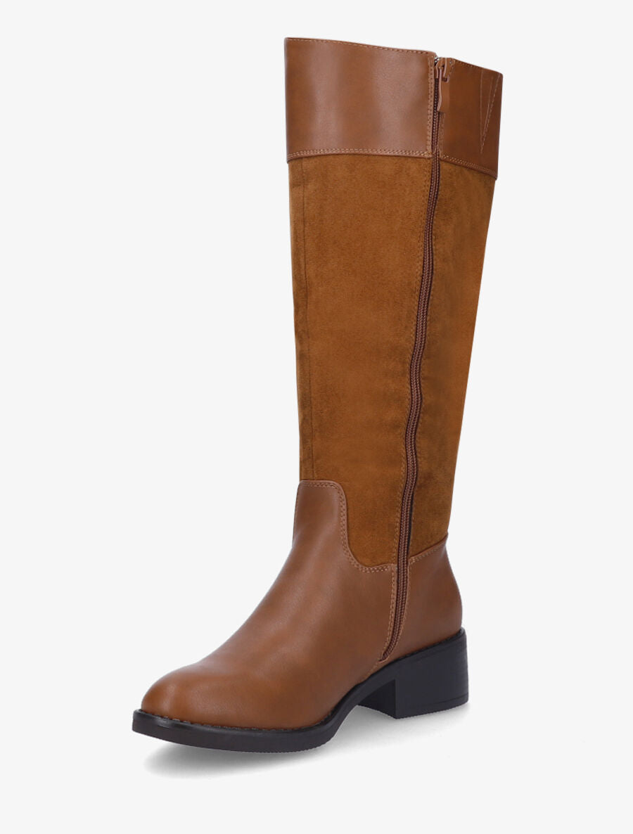 Bottes bimatière unies - Camel - 3