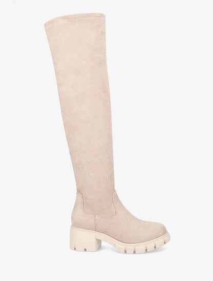 Cuissardes en suédine à talon - Beige - 6