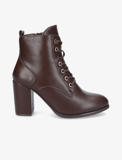 Bottines à lacets en simili - Marron - 5