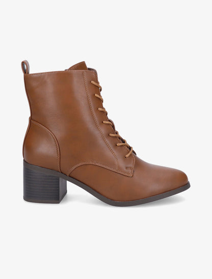 Bottines à lacets et contrefort sûrpiqué - Camel - 5