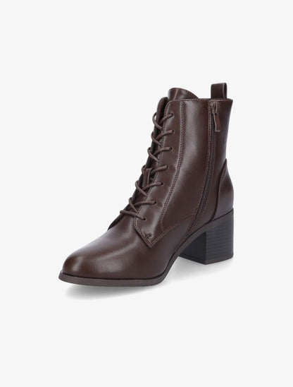 Bottines à lacets et contrefort sûrpiqué - Marron - 3
