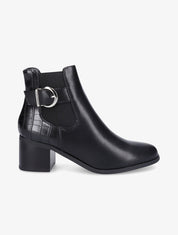 Bottines élastiquées à contrefort croco - Noir - 1