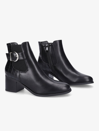 Bottines élastiquées à contrefort croco - Noir - 4