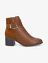 Bottines bimatière à bride - Camel - 1