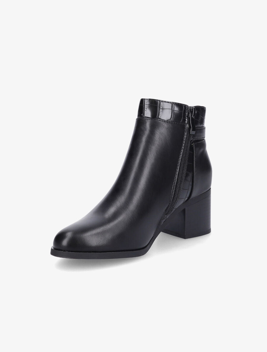 Bottines à bride effet croco - Noir - 3