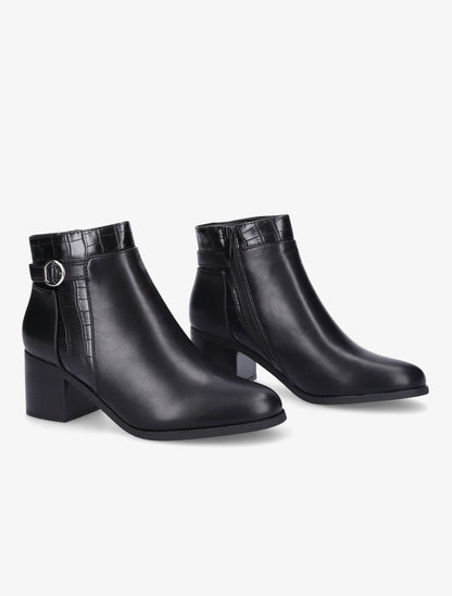 Bottines à bride effet croco - Noir - 4