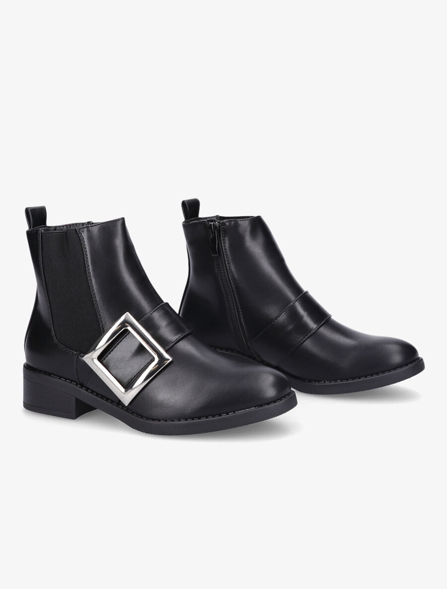 Bottines à bride carrée - Noir - 4