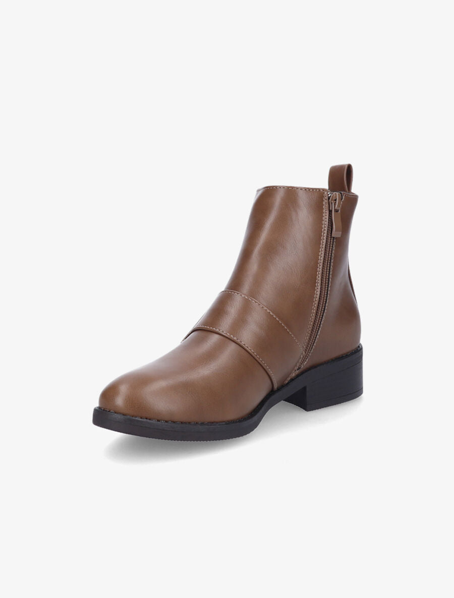 Bottines à bride carrée - Taupe - 3