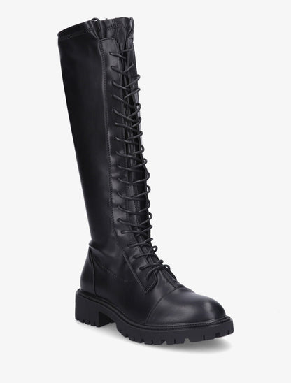Bottes en simili à lacets - Noir - 3