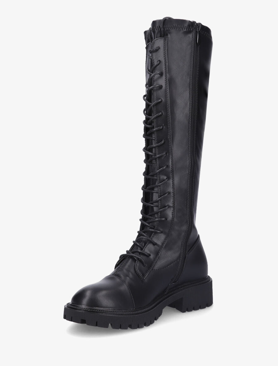 Bottes en simili à lacets - Noir - 4