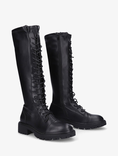 Bottes en simili à lacets - Noir - 5