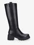 Bottes en simili à talon carré - Noir - 1