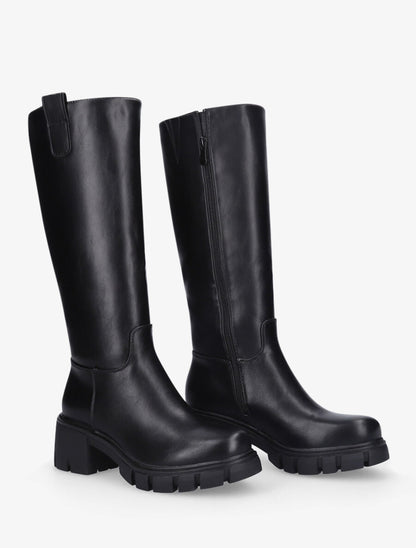 Bottes en simili à talon carré - Noir - 4