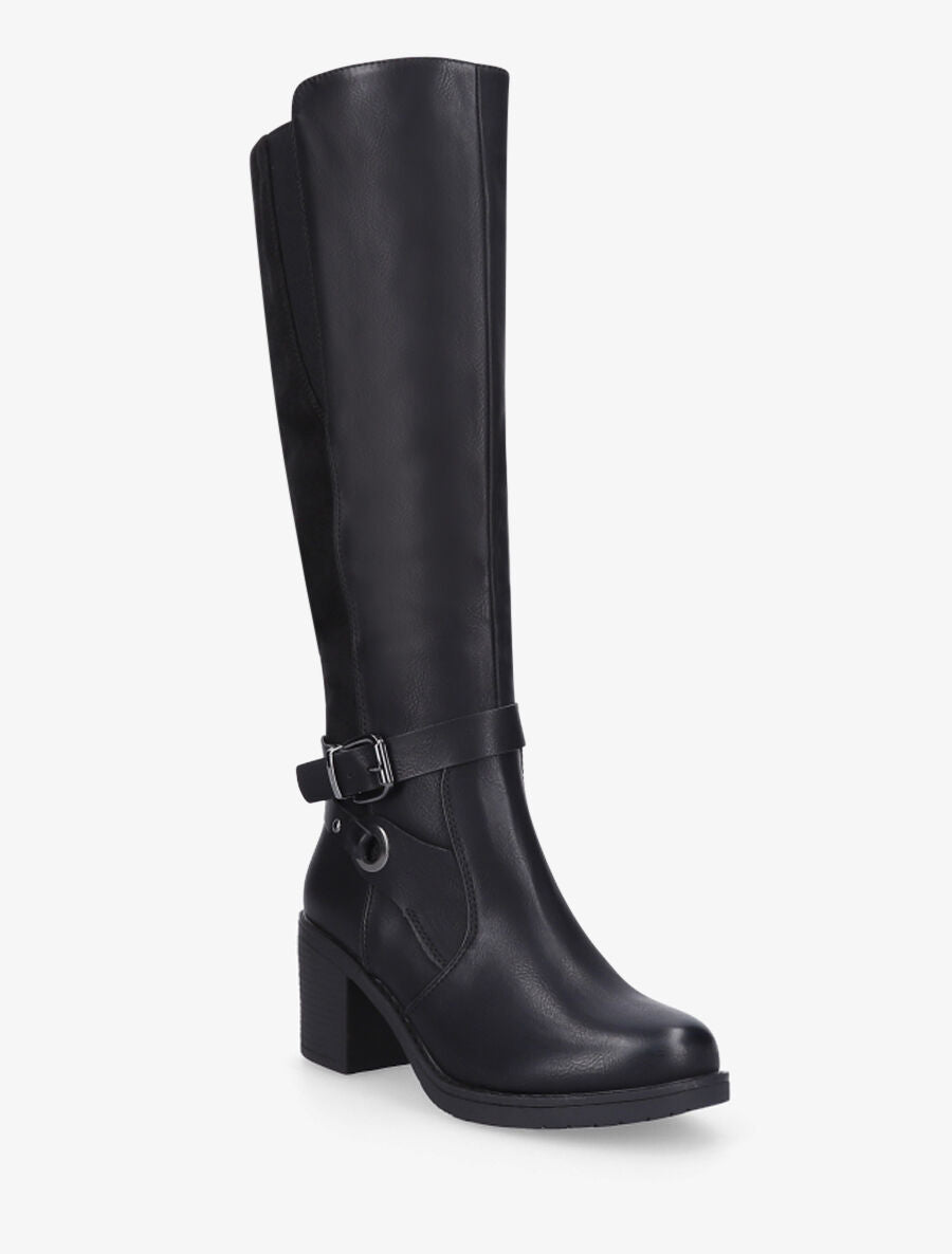 Bottes bi-matière en simili et suédine - Noir - 2