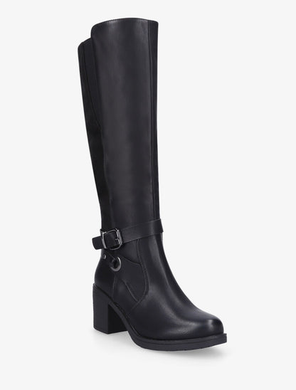 Bottes bi-matière en simili et suédine - Noir - 2