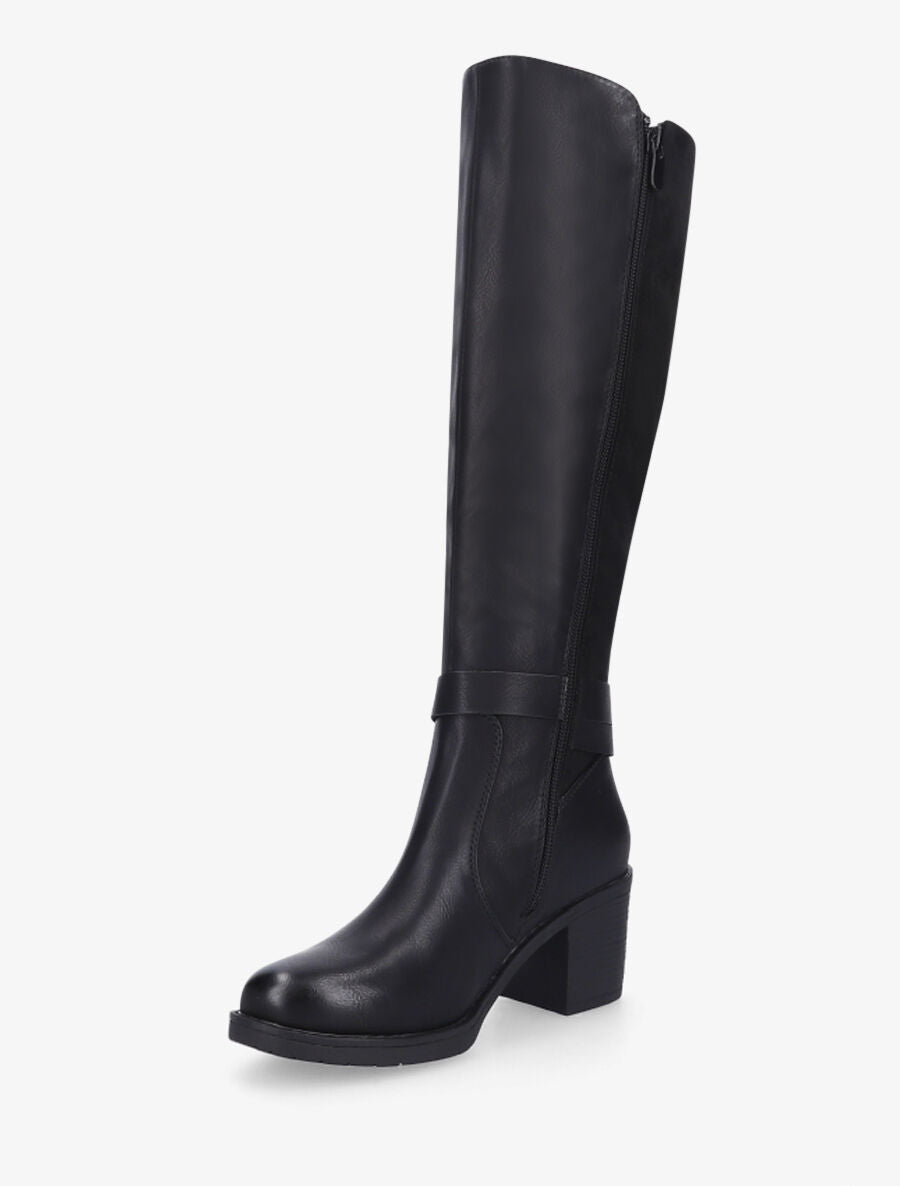 Bottes bi-matière en simili et suédine - Noir - 3