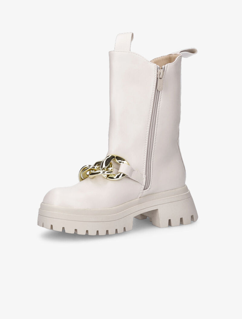 Boots montantes à maillons et ganse élastiquée - Beige - 4