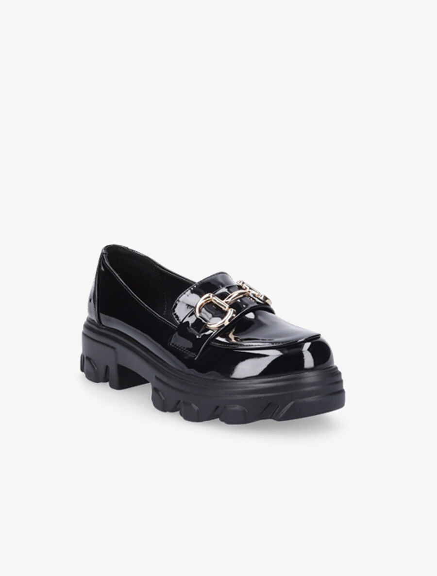 Mocassins vernis à double anneaux - Noir - 2