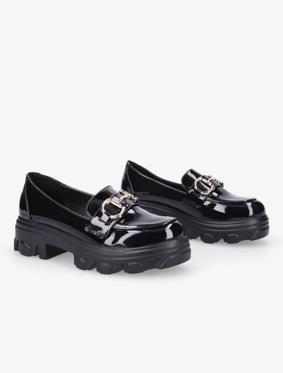 Mocassins vernis à double anneaux - Noir - 4