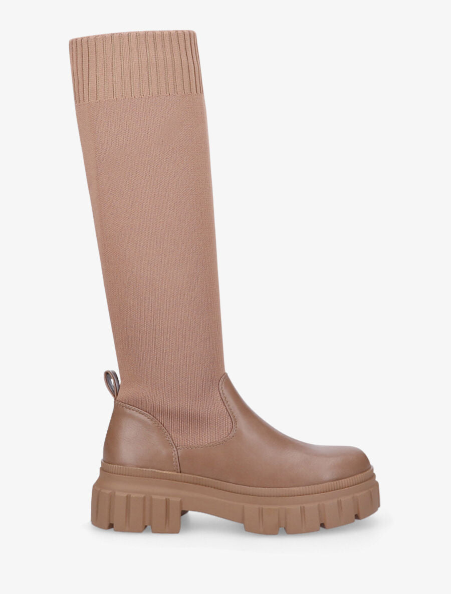 Bottes chaussettes en maille - Taupe - 5