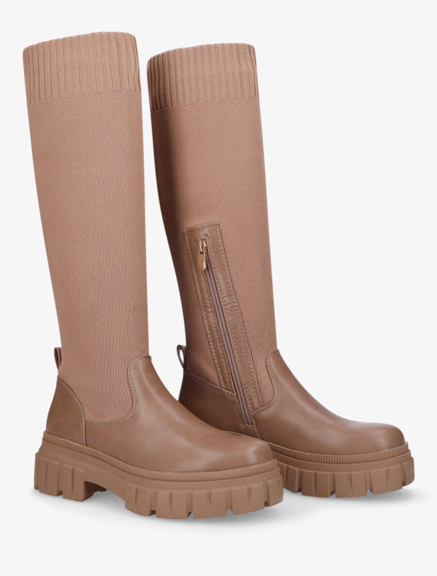 Bottes chaussettes en maille - Taupe - 4
