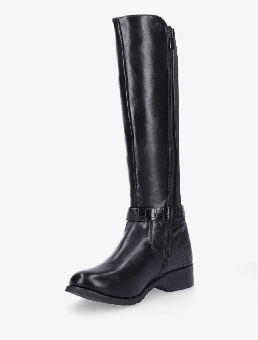 Bottes élastiquées effet croco - Noir - 3