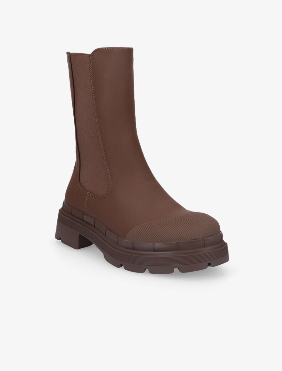 Boots montantes à côté élastiqué - Marron - 2