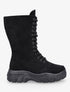 Boots montantes lacées en suédine - Noir - 5