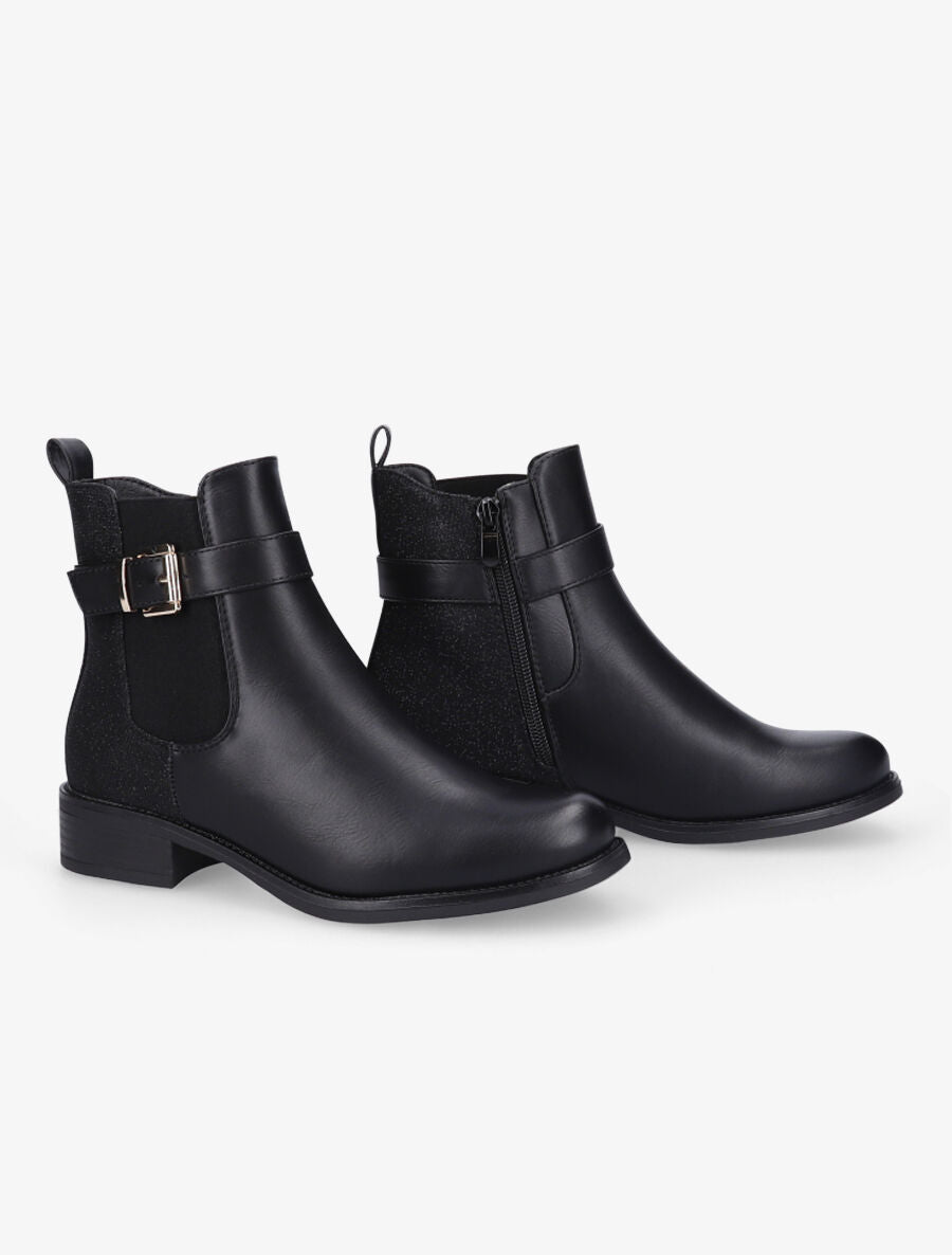 Bottines à contrefort irisé et sanglé - Noir - 4