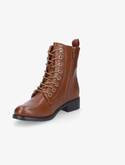 Boots lacées à oeillets dorés - Camel - 3