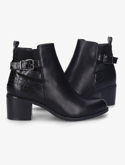 Bottines à contrefort python et élastiqué - Noir - 6