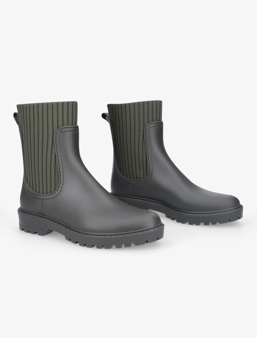 Bottines style chaussettes - Kaki - 4
