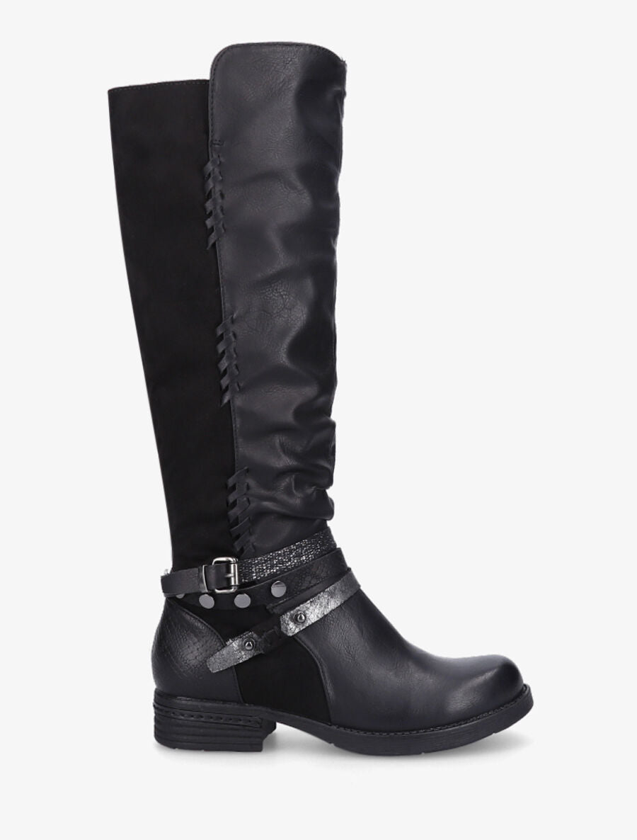 Bottes bi-matière à multi lanières irisées et python - Noir - 5